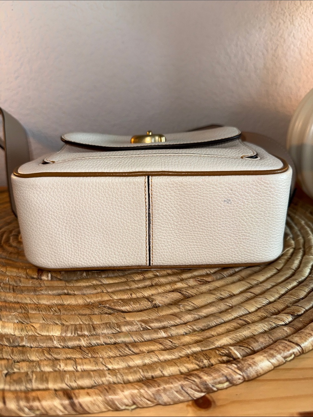 Coach Cream Pebbled Leather Crossbody with Gold Hardware - Picture 9 of 13